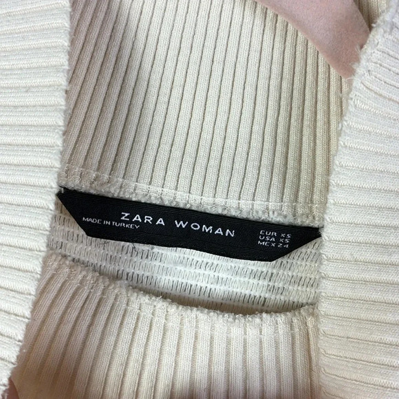 Zara Fringe Knit Pullover Sweater in off white creamish color size XS - Picture 5 of 9